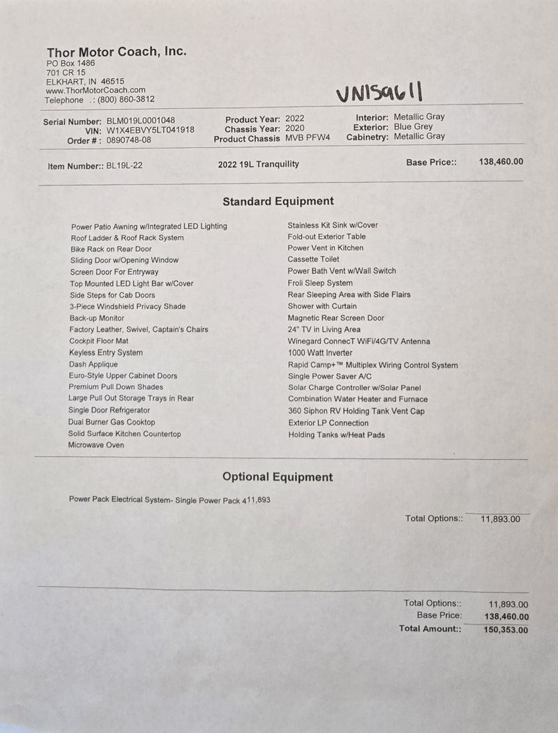 Picture 2/40 of a 2022 Thor Tranquility 19L 4x4 for sale in Seattle, Washington