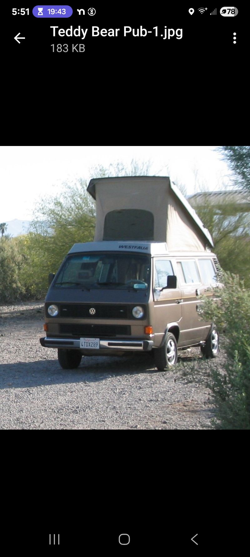 Picture 1/3 of a 1985 Volkswagon Vanagon Westfalia for sale in Volcano, California