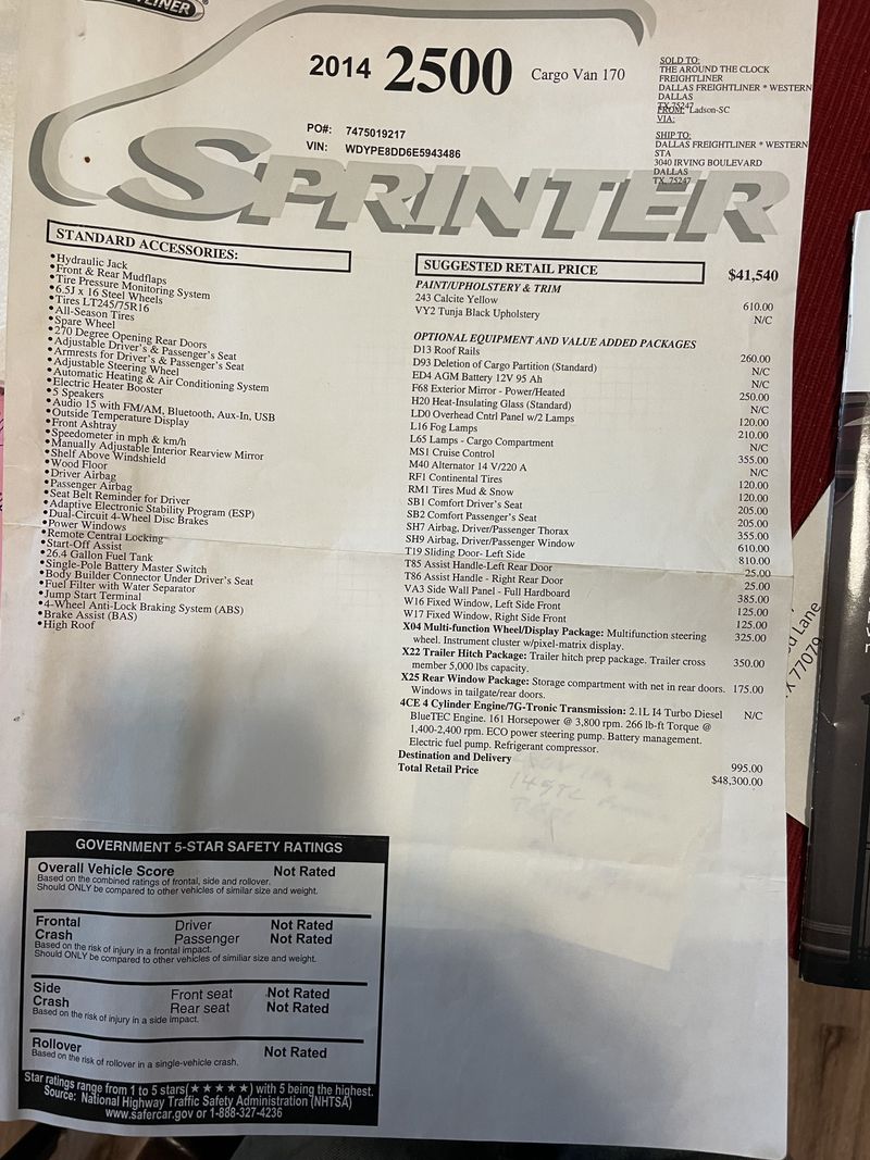 Picture 5/15 of a 2014 sprinter for sale in Welsh, Louisiana
