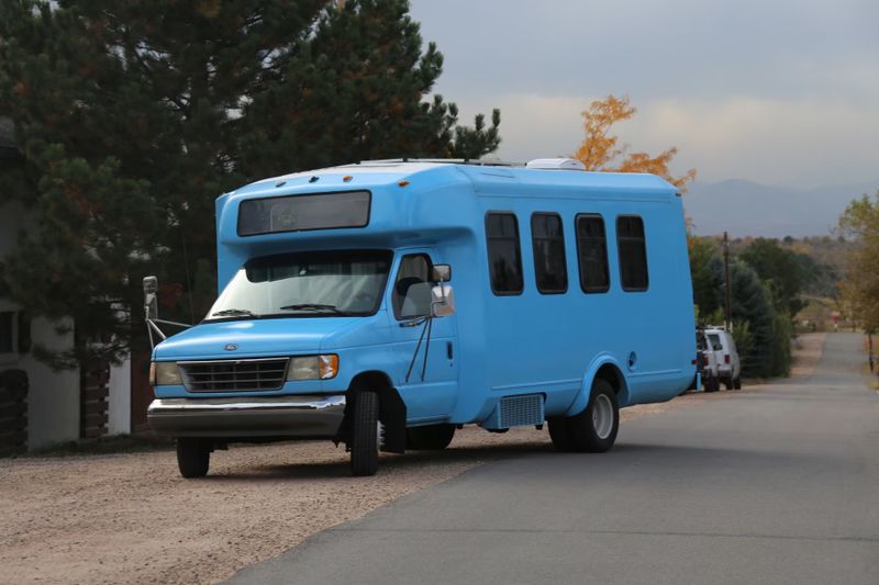 Picture 1/9 of a Fully Converted Blue Skoolie (Ford E-350) for sale in Denver, Colorado