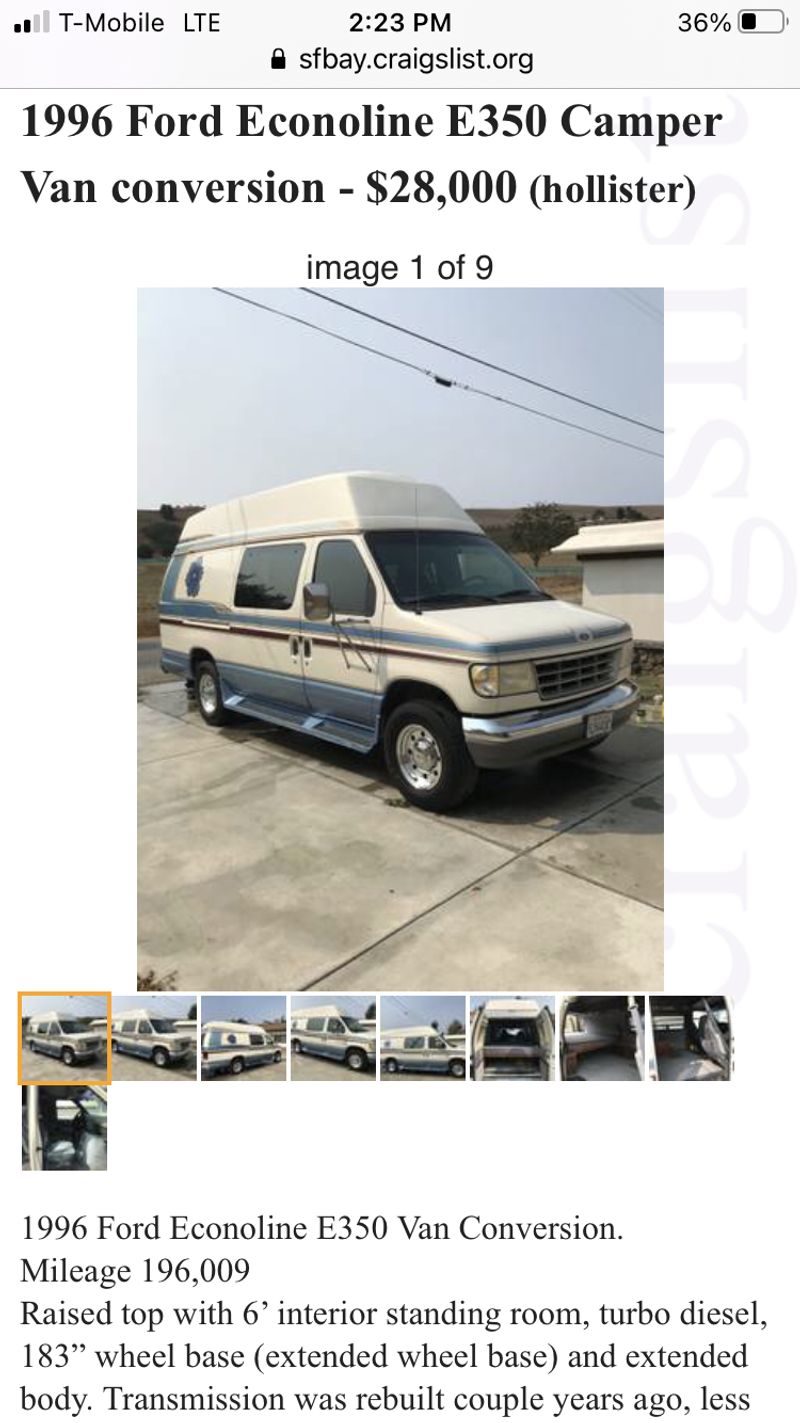 Picture 5/8 of a 1996 Ford Econoline E350 Van conversion diesel  for sale in Hollister, California