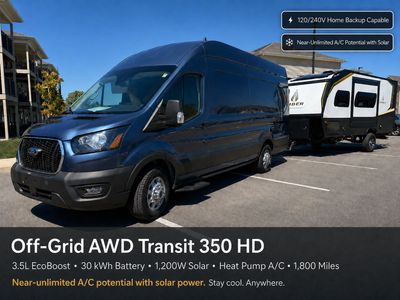 Photo of a Camper Van for sale: 2025 Ford Transit 350 HD AWD 30kWh 1200W Solar A/C 1800mi