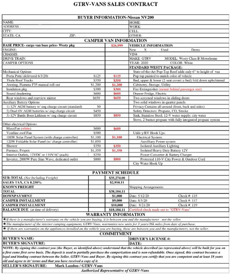 Picture 2/12 of a 2020 GTRV Nissan NV200 Camper for sale in Santa Rosa, California