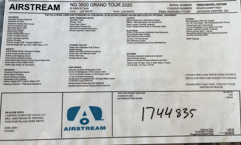 Picture 2/73 of a 2020 Airstream Grand Interstate  for sale in Palm Springs, California
