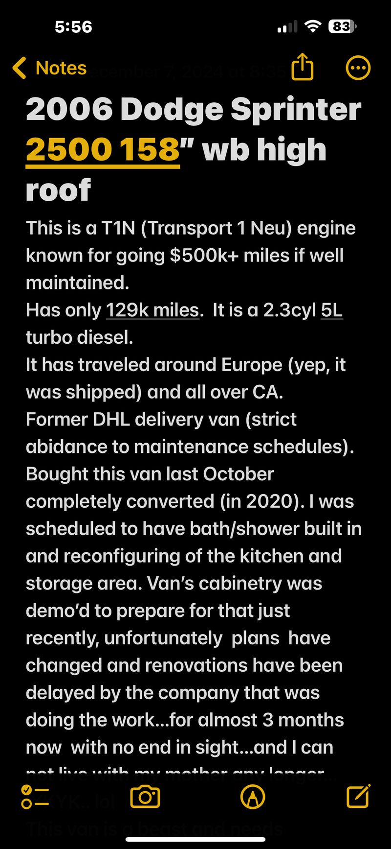 Picture 2/26 of a 2006 Mercedes Sprinter 2500 158” WB Hi-roof for sale in Wilmington, North Carolina