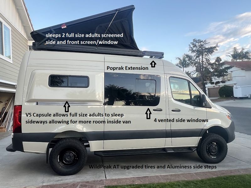 Picture 3/32 of a 2024 AWD Sprinter Crew Pop Top seats up 8, sleeps 4 for sale in Encinitas, California