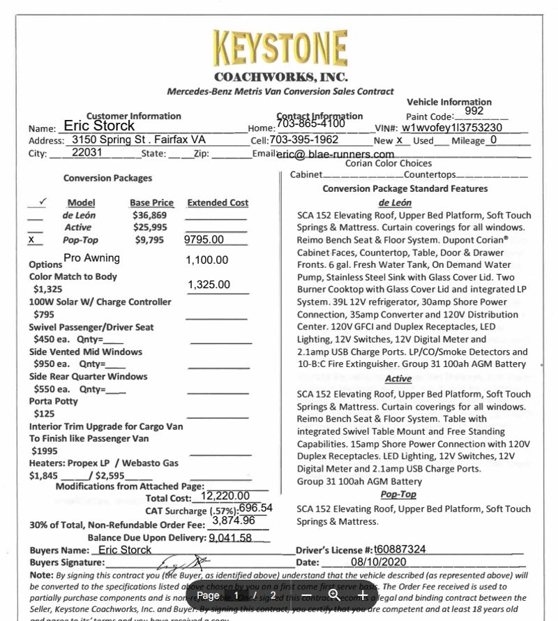 Picture 4/15 of a 2020 Mercedes Metris with Camper Top for sale in Vienna, Virginia