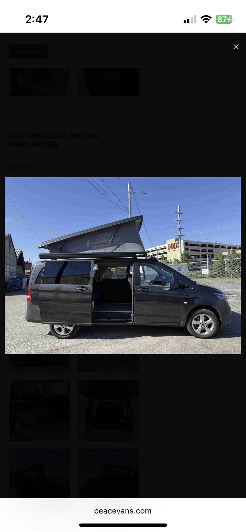Picture 3/4 of a 2018 Metris Campervan for sale in San Diego, California