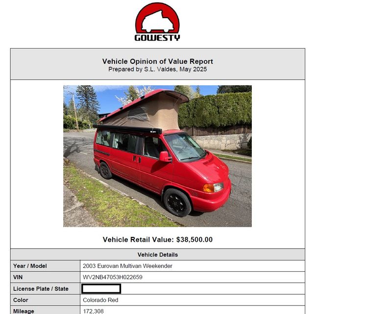 Picture 3/13 of a 2003 VW Eurovan Weekender – Rare Red – Loaded Camper for sale in Portland, Oregon