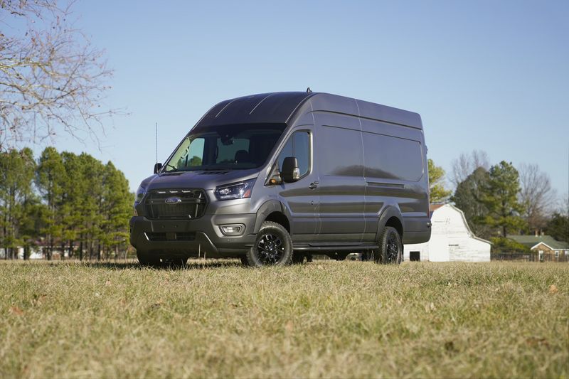 Picture 1/13 of a 2023 Carbonized Gray Trail Ford Transit 350 High-Roof EXT for sale in Fayetteville, Arkansas